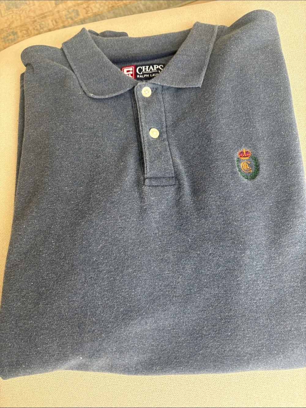 Ralph Lauren Chaps Navy Heather Polo with Embroidered Crest